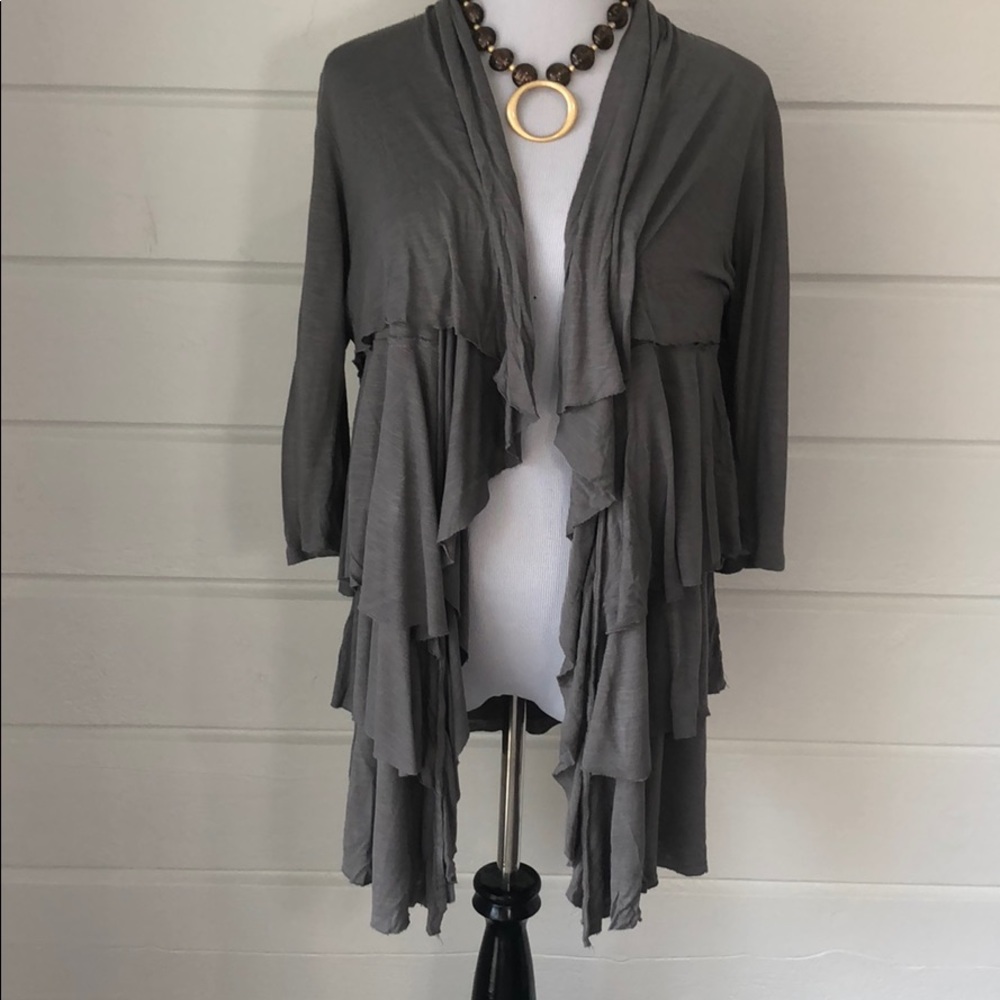 One World Green Ruffled Cardigan